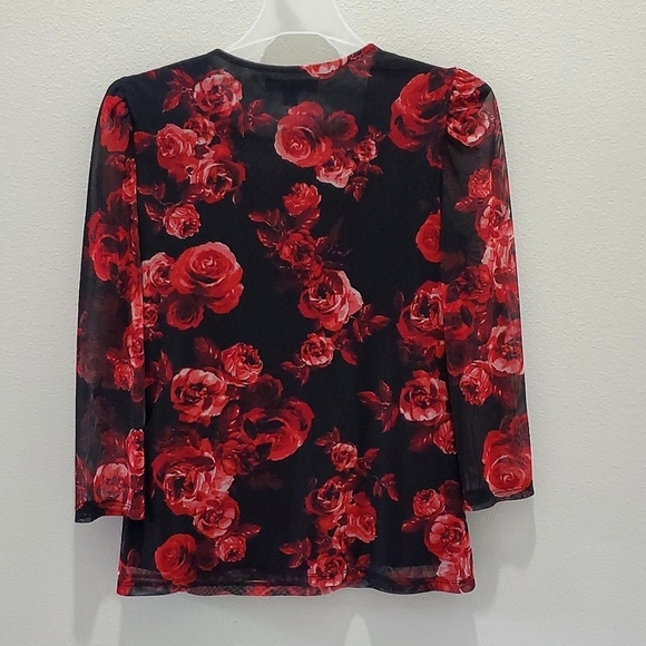 INC INTERNATIONAL CONCEPTS BLOUSE, Sz S, BLACK/RED, STRETCH, NEW - Picture 7 of 16